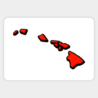 Bright Red Hawaii Outline Magnet